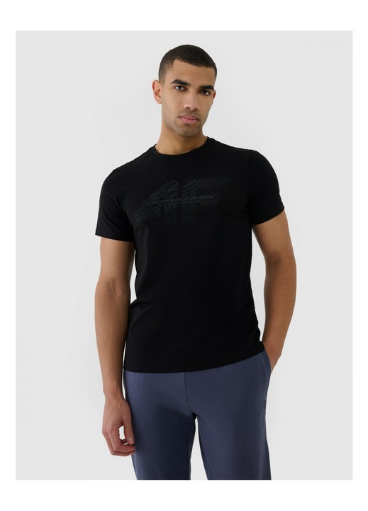 Мъжка тениска 4F, къс ръкав, черна, памучна, стандартна кройка