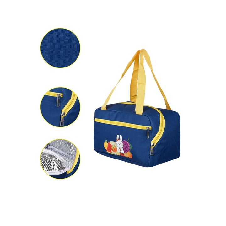 Изолирана чанта, Comando Eats, за офис, пътуване, къмпинг, водоустойчива, ултрапреносима, лека, множество отделения, размери 30x21x20 см, Синя