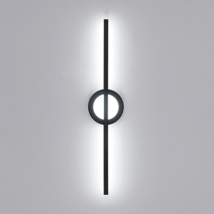 LED стенна лампа, чаена свещ, дълга лента, черна, студена светлина 6500K, 13W, подходяща за спалня, хол, трапезария и коридор