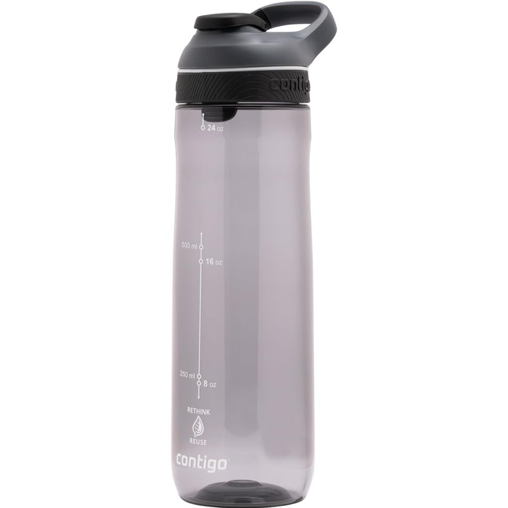 Sticla de apa Contigo Cortland, 720 ml, gri, etansare automata, material Tritan, set complet