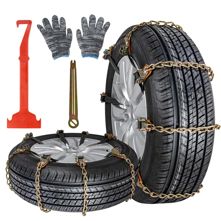 8 darabos hólánc készlet, Topdii®, acél, 165-305 mm széles abroncsokhoz, kesztyűvel, tárolótáskával és szerelőeszközökkel