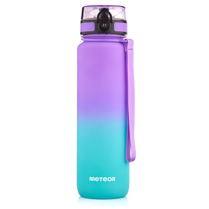 Bidon Sportiv, Meteor, Material Tritan, Capacitate 1000 ml, Fara Bpa, greutate 200 g, Scala Temporala, Ergonomic, Ideal Para Antrenament, Rezistent, Dimensiuni 285 x 73 cm, Multicolor