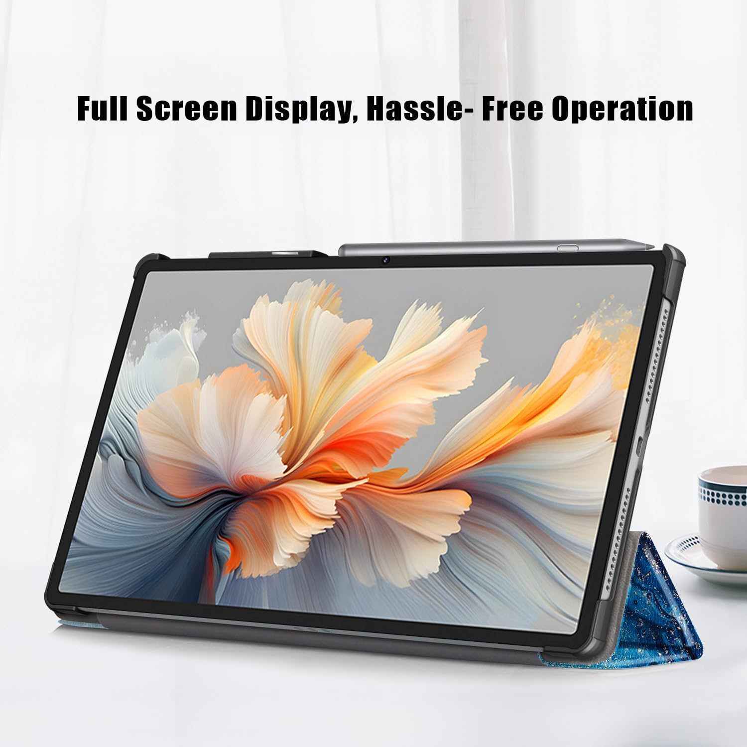 Husa tableta pentru Lenovo Yoga Tab Plus 12.7" 2025, Auto functie sleep/wake tip stand, Valurile