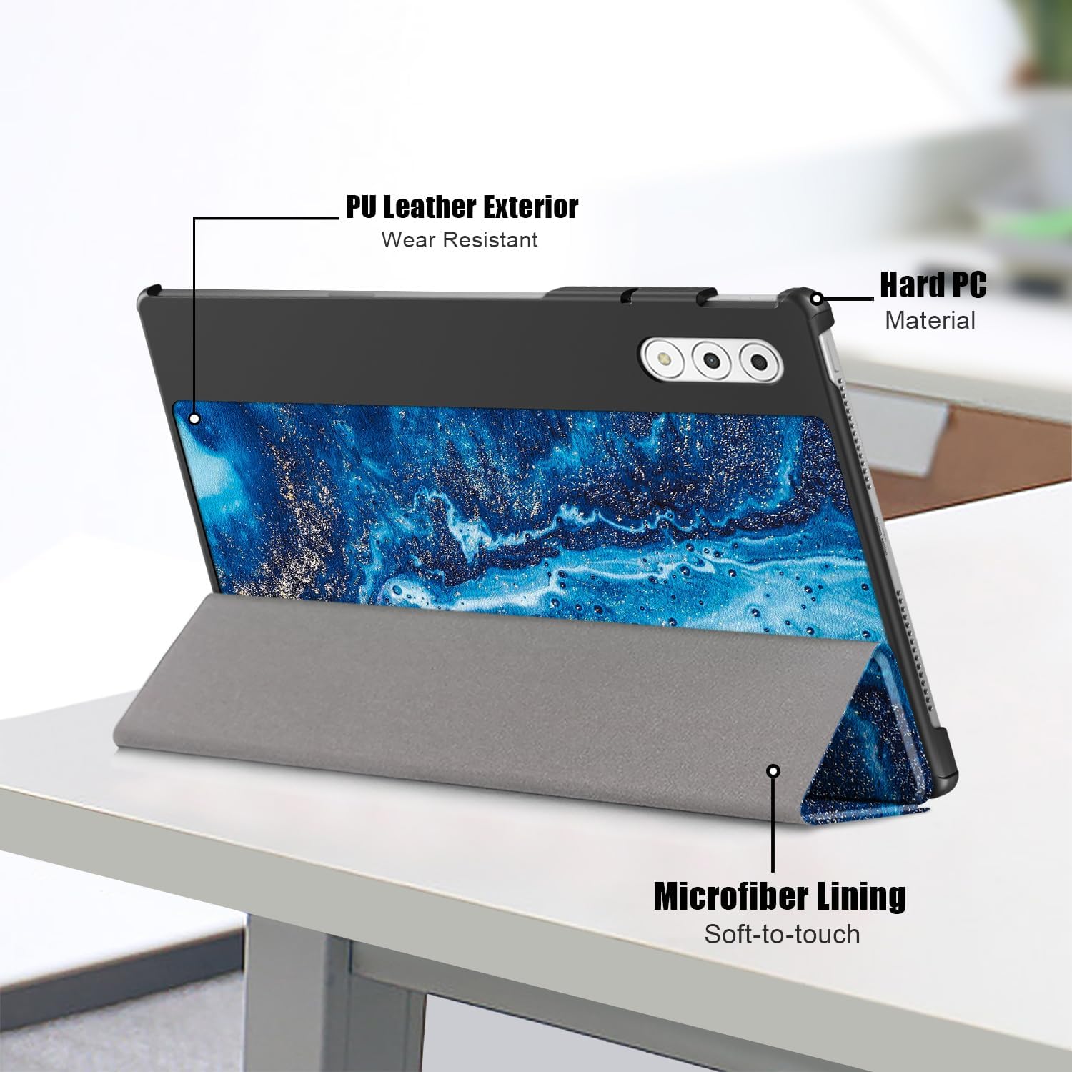 Husa tableta pentru Lenovo Yoga Tab Plus 12.7" 2025, Auto functie sleep/wake tip stand, Valurile
