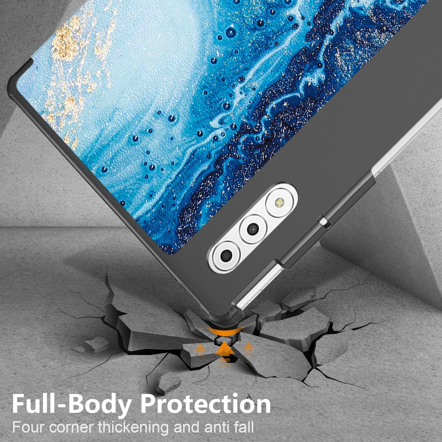 Husa tableta pentru Lenovo Yoga Tab Plus 12.7" 2025, Auto functie sleep/wake tip stand, Valurile