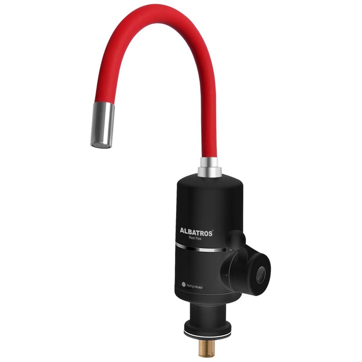 Robinet electric instant, pentru chiuveta, protectie supraincalzire, termostat, IPX4, rotatie pipa la 360 grade, presiune apa 0.04 - 0.6 Mpa, 3 kW, rosu si negru