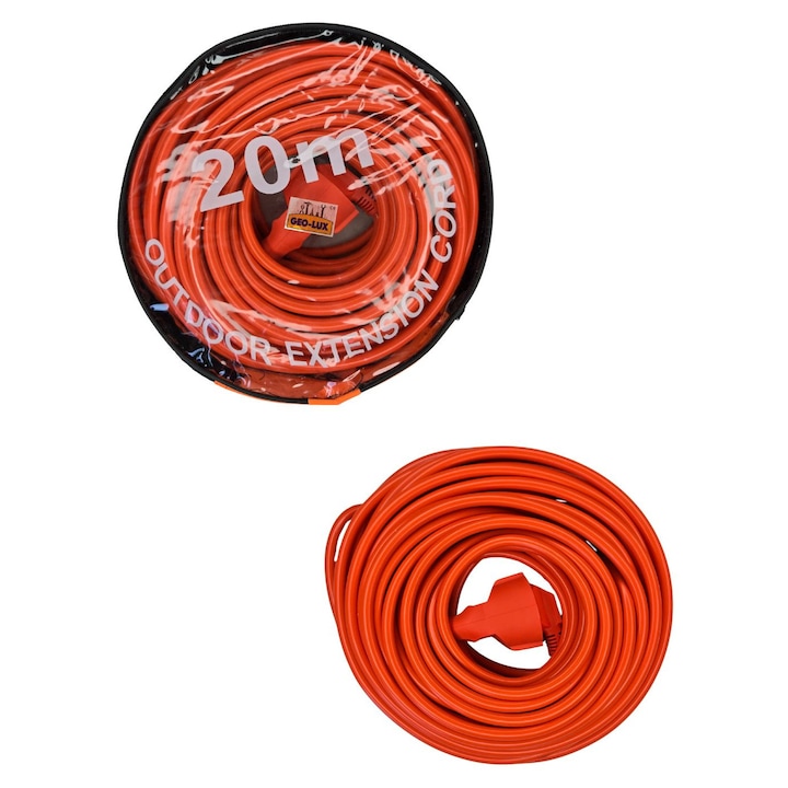 Prelungitor GEO-LUX Professional, 1 priza, 16A, cablu 3x1.5mm2, 20m, Portocaliu