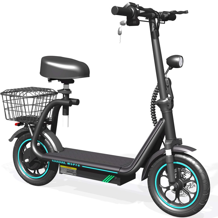 Електрическа тротинетка Максимална скорост 40 км/ч, 15 Ah Максимална автономия 35 км, 500 W мотор, BOGIST M5 Pro (2025), 48 V безчетков мотор, 12" колела, със седалка и багажник, сменяема батерия, черен цвят