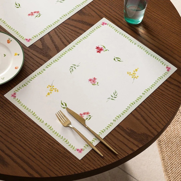 Set suport farfurie, Madame Coco, Odette, 4 piese, colorat, 42x29cm