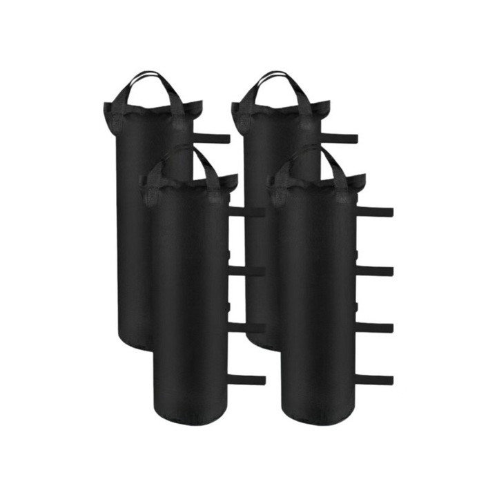 Set 4 saci greutate cort 800D, oxford, pentru camping - negru