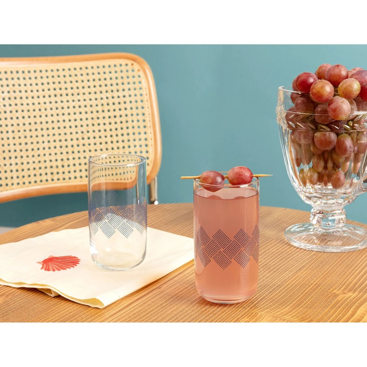 Set de 4 pahare pentru bauturi racoritoare Musette, 365 ml, culoare albastra