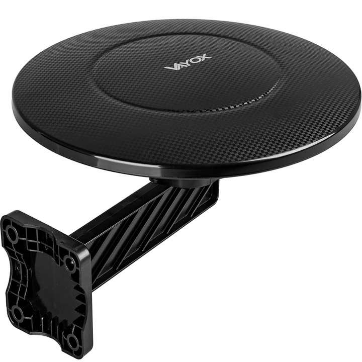 Телевизионна антена Vayox, Digital360, За DVB-T/DVB-T2 ефирна телевизия, Всепосочна, Външна, VHF, UHF, FULL HD, 4K, LTE 4G 5G филтър, Черен