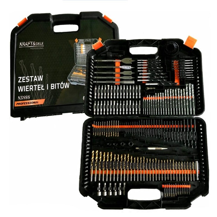 Trusa set 246 burghie si biti pentru lemn, metal, beton, Kraft