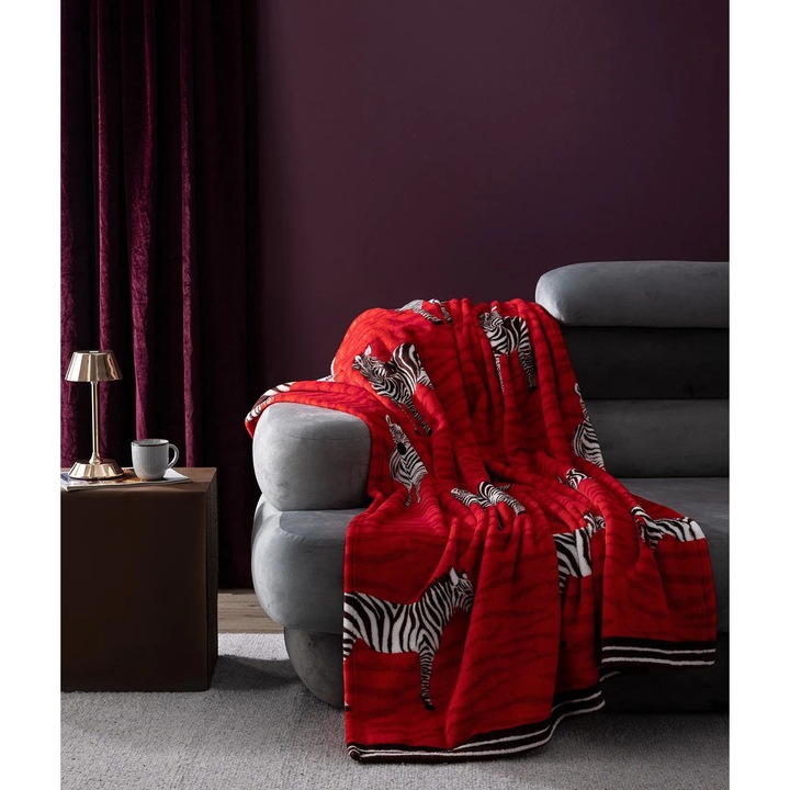 Madame Coco TV-takaró, mintás polár, narancssárga, 130x170cm