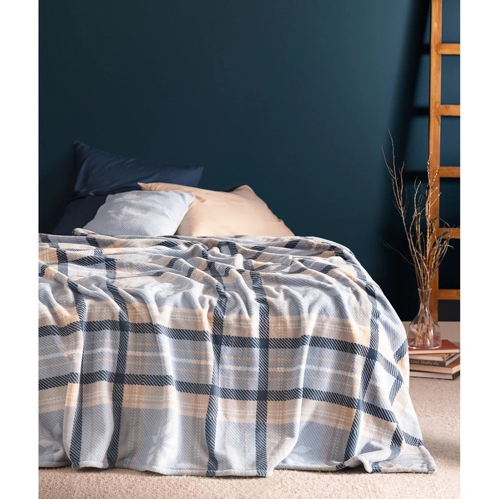 Delit Welsoft mintás takaró, Madame Coco, 150x220cm, világoskék, 100% poliészter