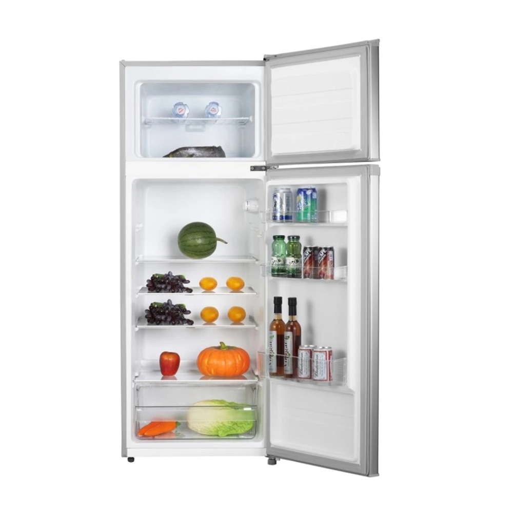 Frigider cu 2 usi NEO BCG-273 GE MID, Racire statica, Auto-dezghetare, Control mecanic, 204 l, Clasa E, H 143 cm, Inox