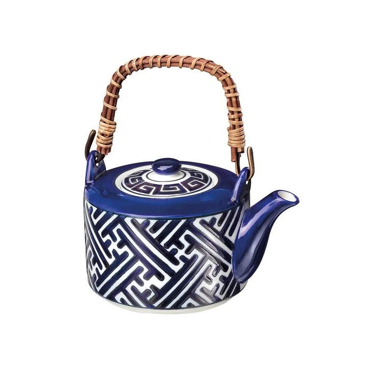 Madame Coco teáskanna filterrel, porcelán, 750ml, 18x14x12cm, kék