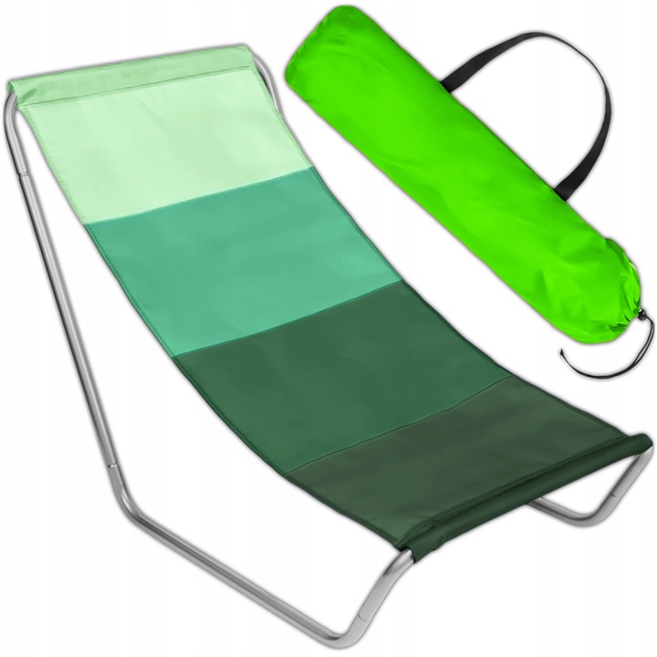 Сгъваем плажен стол, градински стол, стол за пътуване, зелен, с калъф, лек
