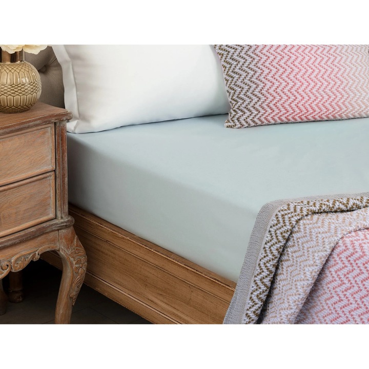 Cearceaf de pat single Madame Coco, bumbac 100%, albastru, 100x200cm