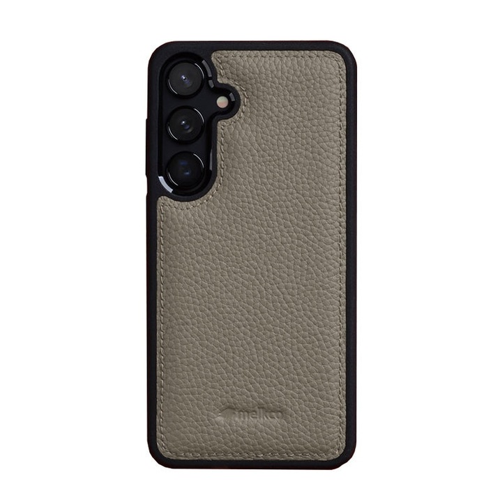 Husa Melkco din piele naturala pentru Samsung Galaxy S24 Plus, Business Series, Calitate Premium, Handmade, Gri