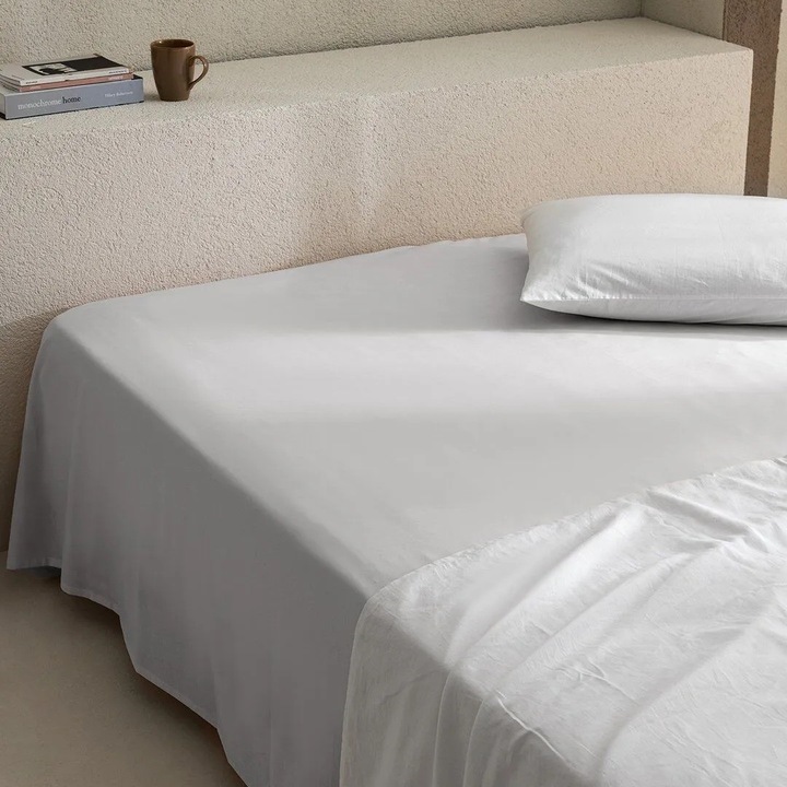 Cearceaf pat King Size Madame Coco bumbac gri 260x280cm fara elastic