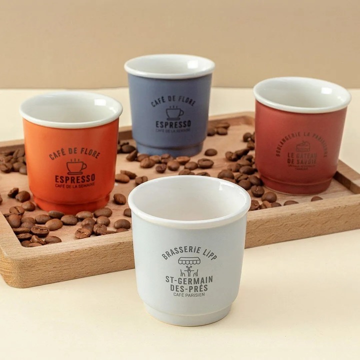 Комплект 4 чаши за еспресо Darci, Madame Coco, 90 ml, порцелан