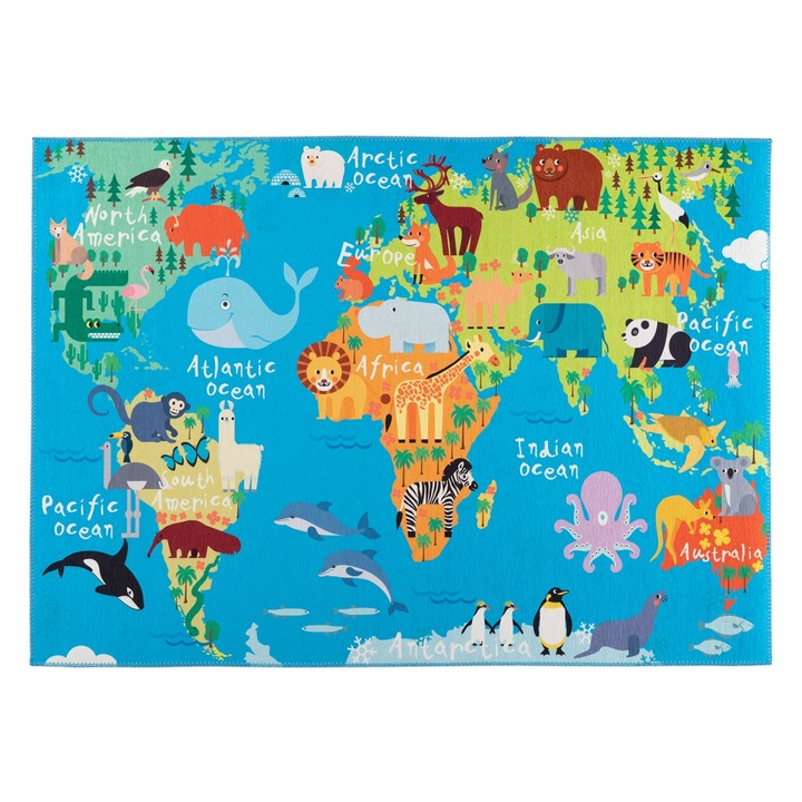 Covor Copii Ezio Albastru V0507 Dreptunghiular, 160x230 cm