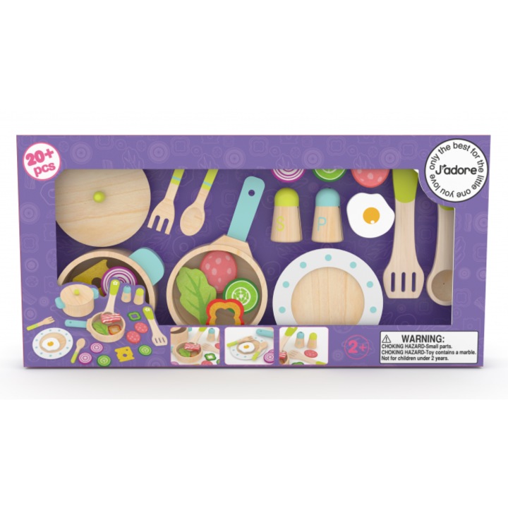 Set de gatit din lemn, J′adore, 22 de piese