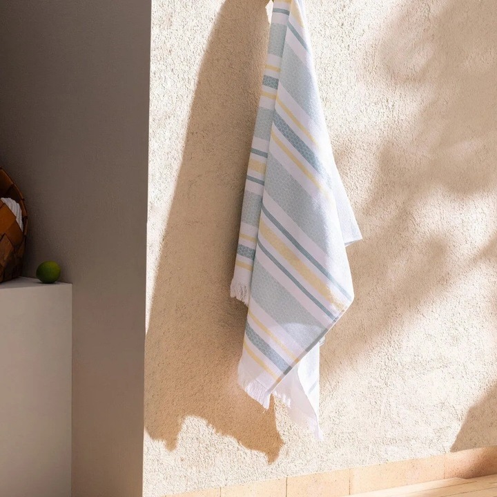 Плажна кърпа, Madame Coco, Niort, 70x150 см, ментово зелено/жълто