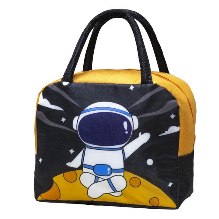 Хладилна чанта, За деца, Храна и напитки, Алуминиев вътрешен слой, XTO, 23x13x19 см, Черна