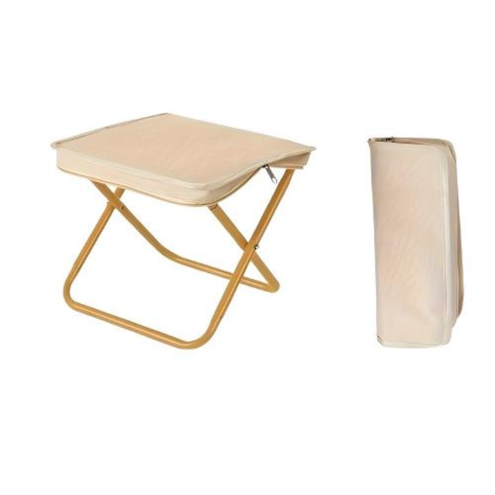 Сгъваем къмпинг стол, до 120 кг, за риболов и къмпинг 21x24.5x21 см, преносим, стабилен, лесен за употреба, бял