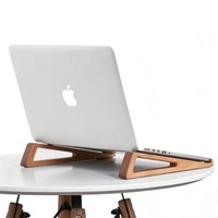 Suport laptop din lemn, ergonomic, ajustabil pe inaltime, pliabil, pentru laptopuri de 10-15.6 inch, nuc