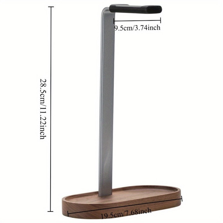 Suport pentru casti de gaming, lemn, aliaj de aluminiu, design anti-alunecare, dimensiuni compacte