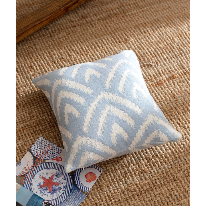 Capucine párnahuzat, Madame Coco, 45x45cm, fehér/kék