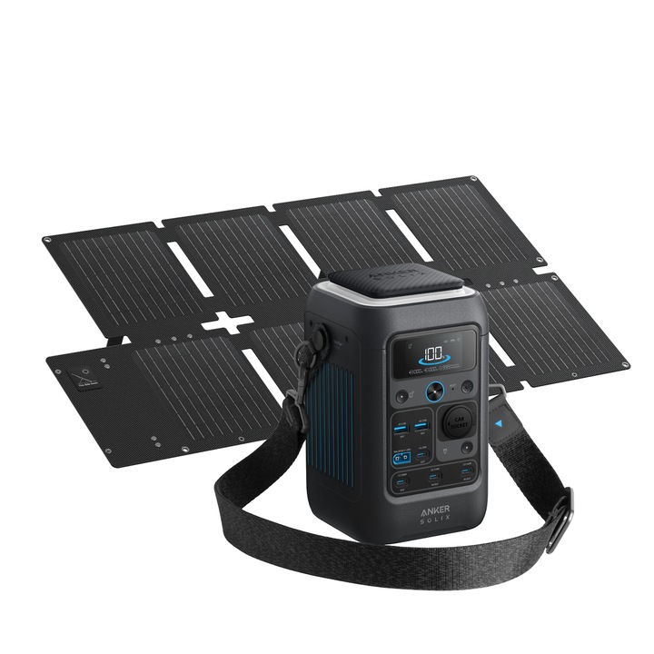 Kit Statie de alimentare Anker Solix C300X DC cu Panou solar Anker Solix, 60W, portabil