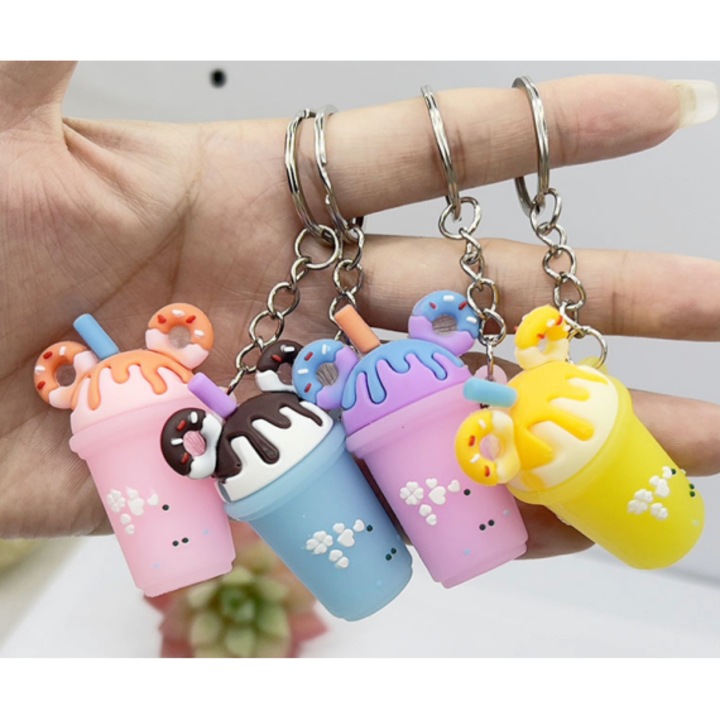 30 db-os puha szilikon buborékteás kulcstartó készlet, EFE UNIVERSUM, 3D modell, különböző színek