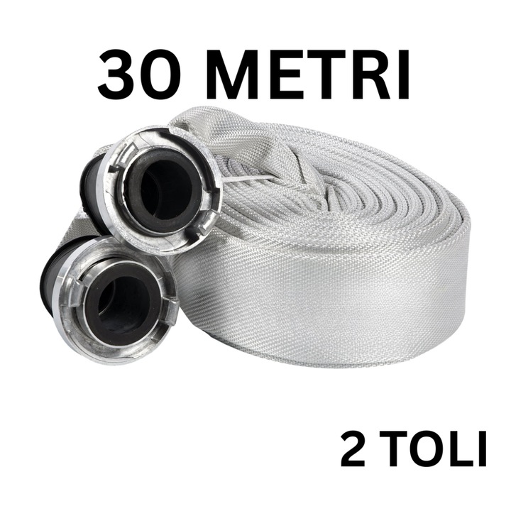 Пожарен маркуч, 2 инча, дължина 30 м, диаметър 50 мм, с включени накрайници - COBI SMART®