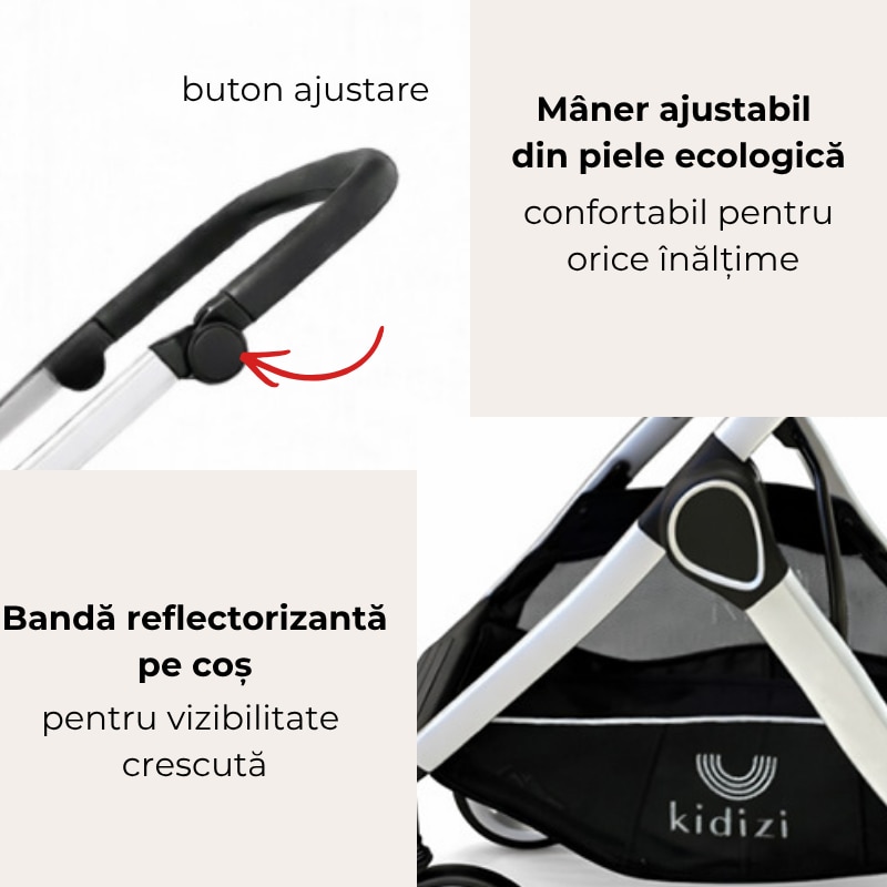 Carucior copii 2 in 1 Kidizi Moveo roz, landou transformabil in