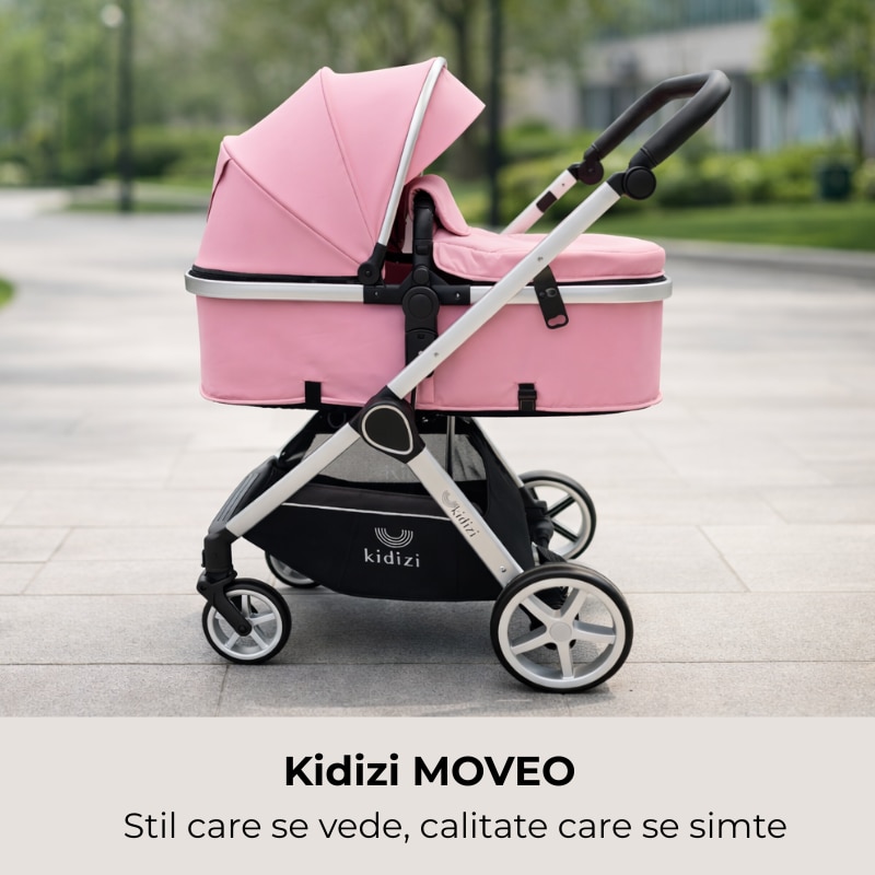 Carucior copii 2 in 1 Kidizi Moveo roz, landou transformabil in