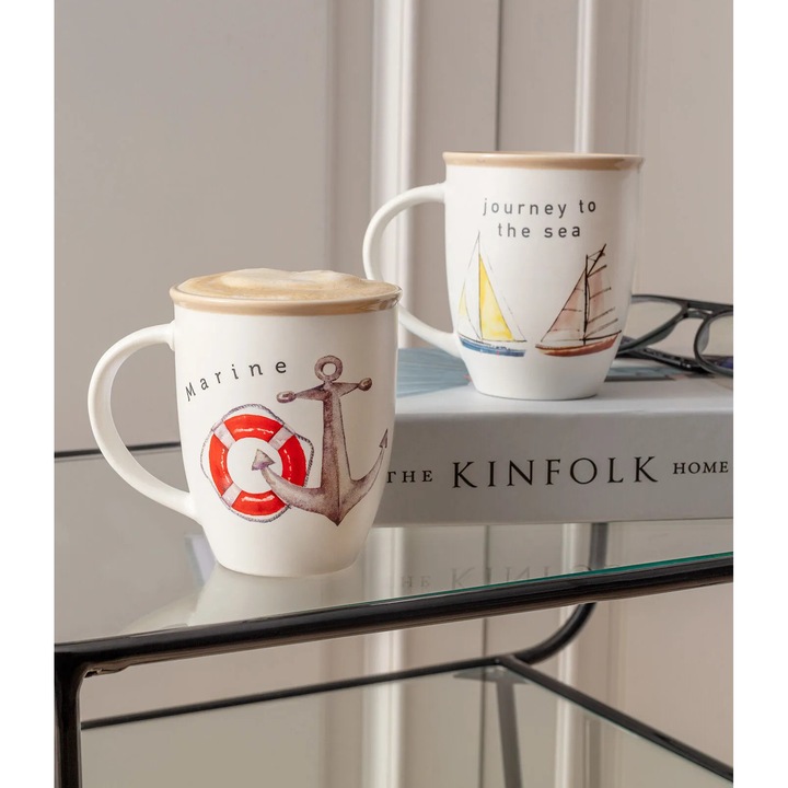 Set 2 Cani Madame Coco Marine Jardin, crem, 8.1x10cm