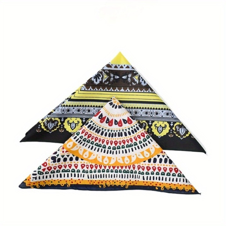 2 darab Kerékpáros kendő szett, 54x54cm, geometrikus minta, poliészter, többszínű