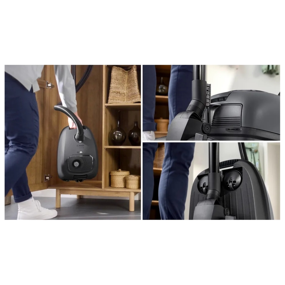 Aspirator cu sac BOSCH BGL41GR3H, 600 W, Sac 4 l, Filtru HEPA, Cablu retractabil 8m Grafit