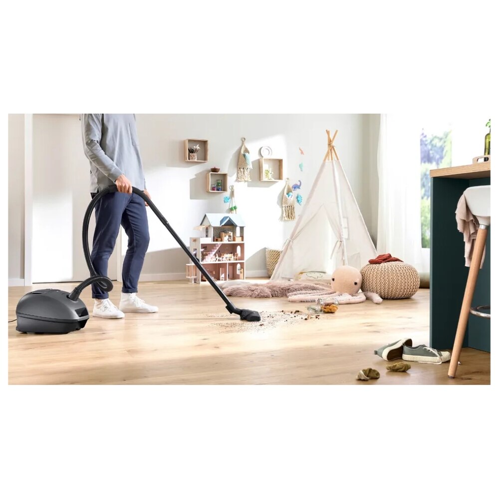 Aspirator cu sac BOSCH BGL41GR3H, 600 W, Sac 4 l, Filtru HEPA, Cablu retractabil 8m Grafit