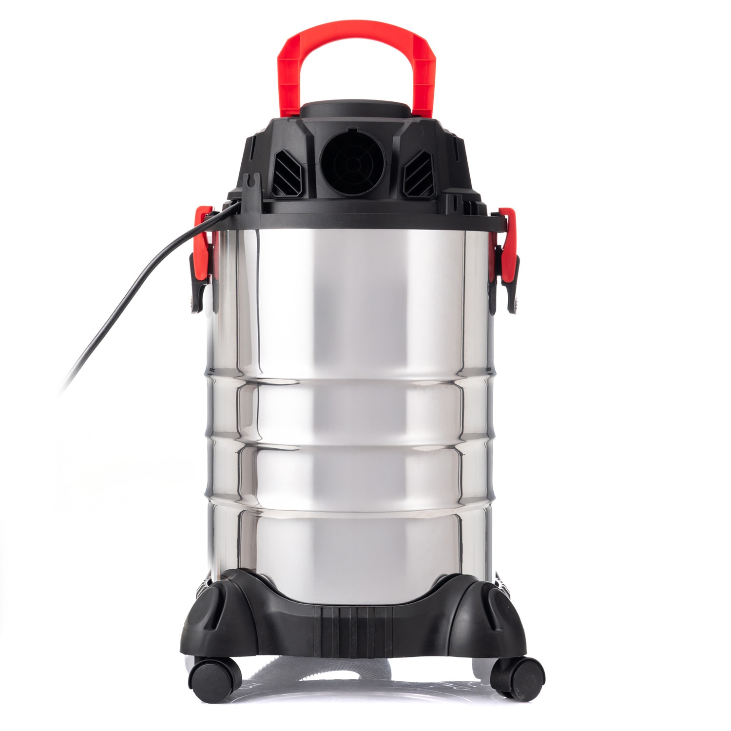 Aspirator umed/uscat, multifunctional, Lehmann Force, industrial, putere 1500W, priza pentru scule electrice 2000W, recipient 30L, Aluminiu, furtun 1.5 m, functie de suflare, 48.5x60x48.5 cm, 6.5 kg, argintiu/negru/rosu
