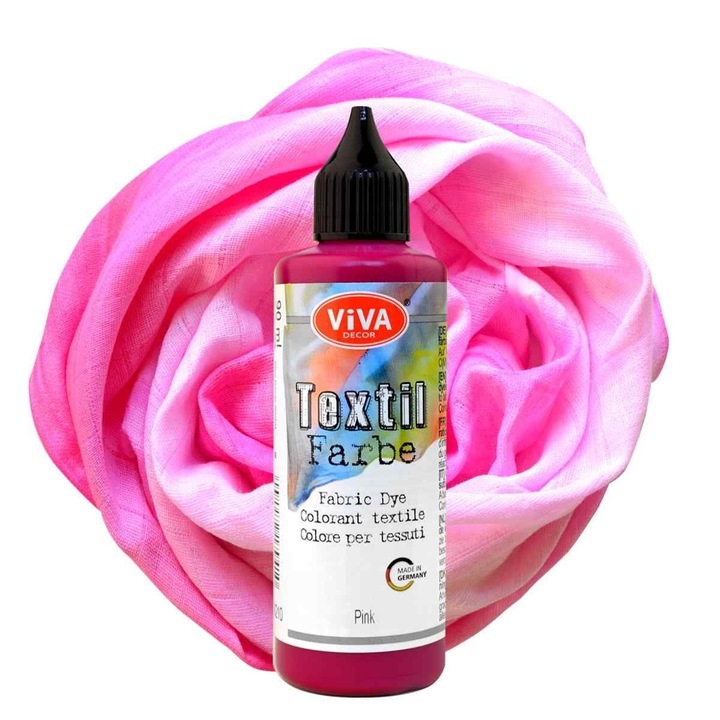 Vopsea pentru textile, lavabila, VIVA DECOR, 90 ml Roz