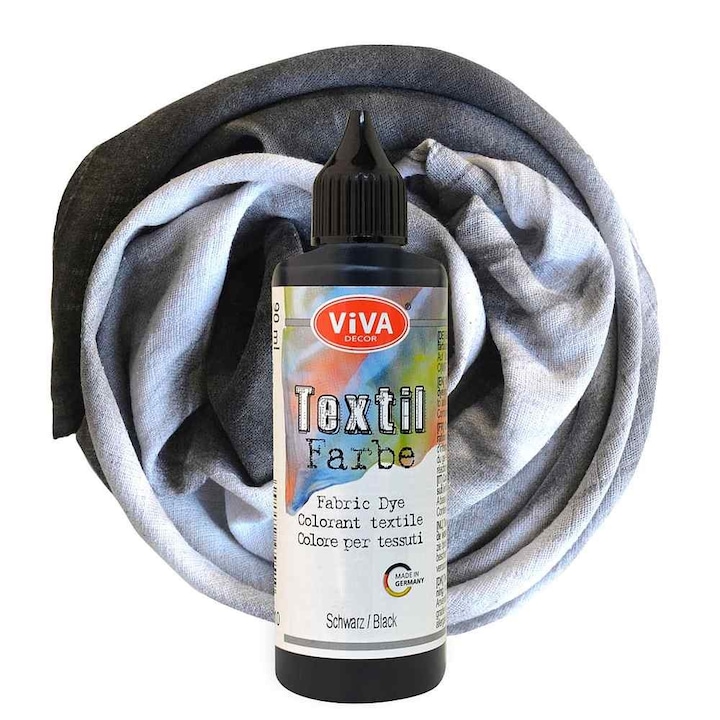 Vopsea pentru textile, lavabila, VIVA DECOR, 90 ml Negru