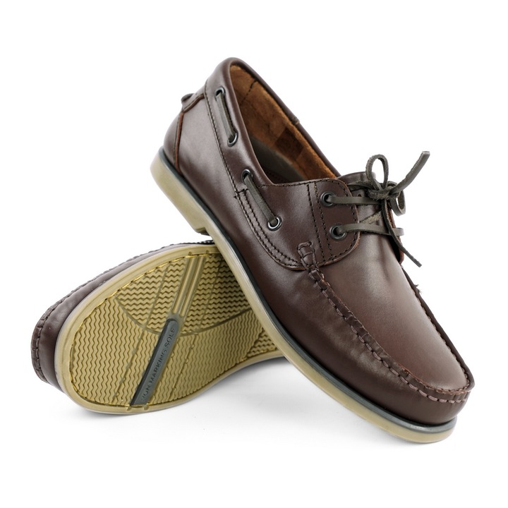 Мъжки кожени мокасини, морски стил, кафяви, Кафяв