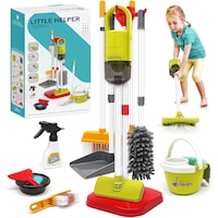 Set de jucarii pentru curatenie pentru copii mici, XICENRM®, set de jucarii pentru curatenie pentru copii, - include aspirator electric de jucarie, set de matura si faras, mop, praf si multe altele, jucarii cu instrumente de cu