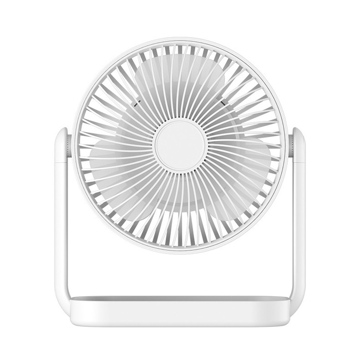 Ventilator de birou extensibil reglabil K13, alb, 7000mAh, 4 viteze, 4 niveluri de luminozitate, cu lampa, silentios, 132×106×198 mm