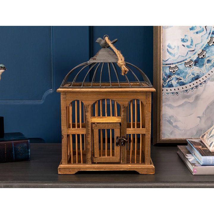 Colivie decorativa Madame Coco, bambus, 26x19x39cm